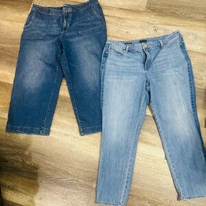 Lot of 2 Talbots Women's slim ankle and wide leg crop Denim Jeans size 16